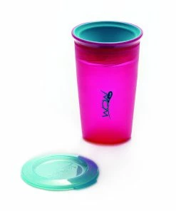 TVTimeDirect Wow Cup For Kids Original 360 Sippy Cup, Pink With Blue Lid, 9 Oz TWO PACK